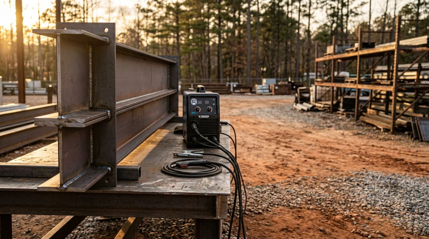 Certified welder performing precision welding on steel structure